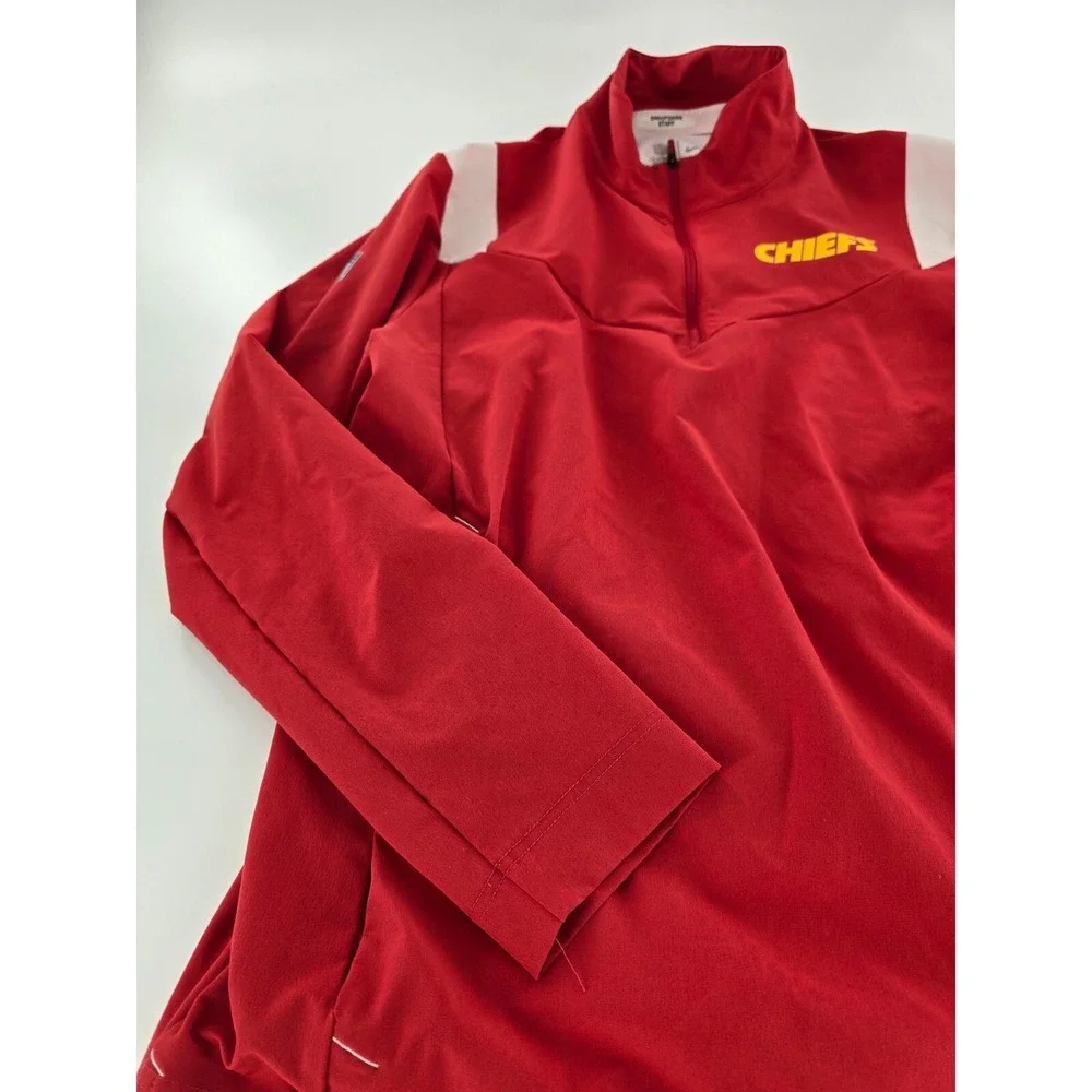 Nike NFL On Field Jacket‎ Men's M Red Kansas City Chiefs Quarter Zip Rain